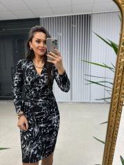 Mc Kruvaze Krem Geçişli Triko Elbise