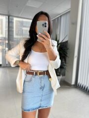 Fw Buz Mavi Denim Etek