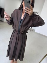 Kd 8822 A.Kahve Nervürlü  Etekli Premium Tasarım Takım