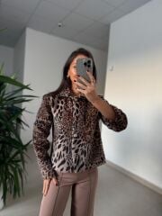 Np Leopar Tay Tüyü Ceket