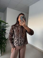 Np Leopar Tay Tüyü Ceket