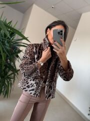 Np Leopar Tay Tüyü Ceket