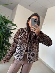 Np Leopar Tay Tüyü Ceket