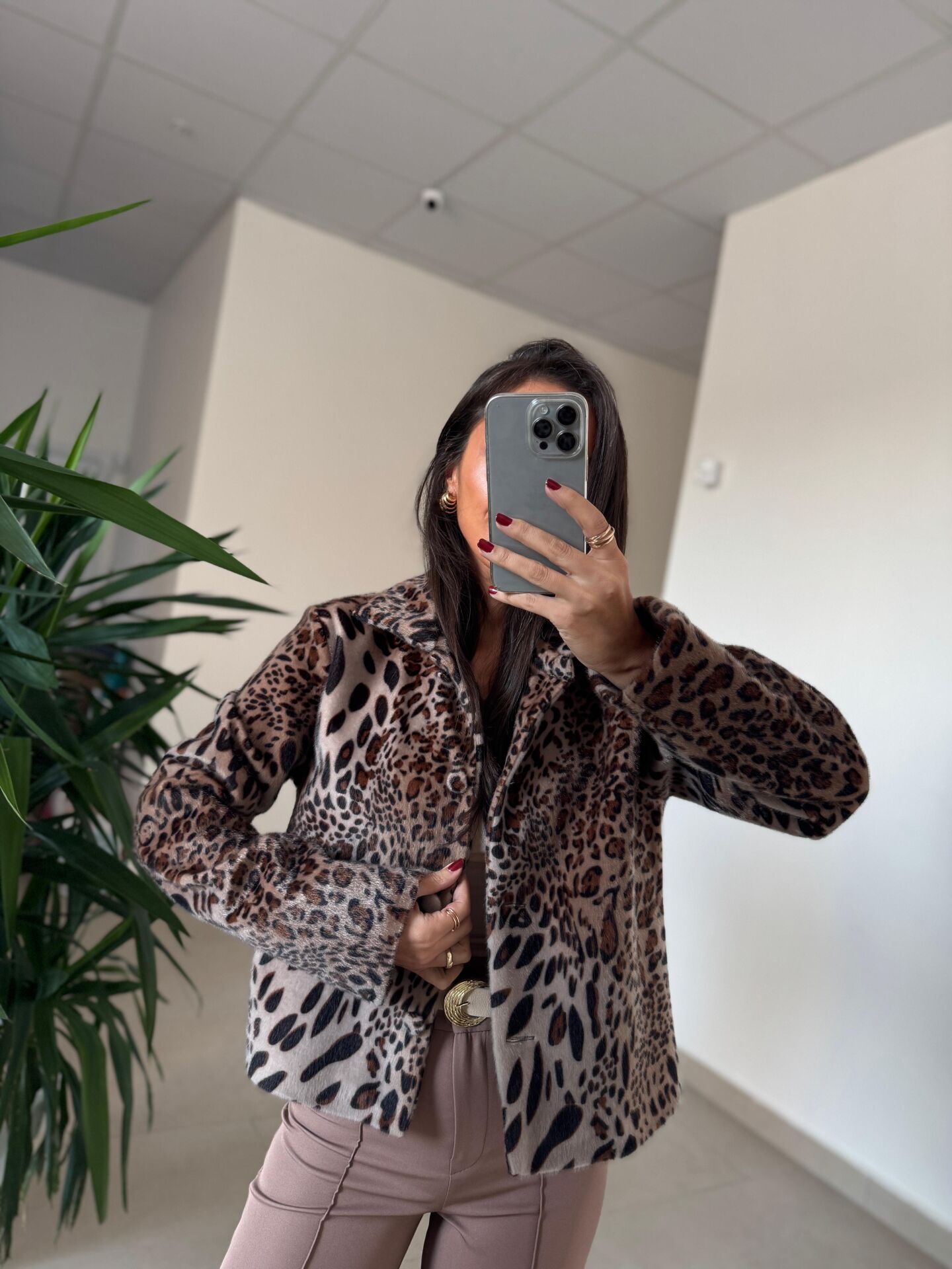 Np Leopar Tay Tüyü Ceket