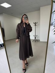 Kd 8822 A.Kahve Nervürlü  Etekli Premium Tasarım Takım