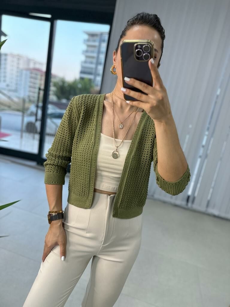 Orj Marka Haki Ajurlu Hırka