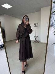 Kd 8822 A.Kahve Nervürlü  Etekli Premium Tasarım Takım