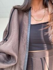 Kd 8822 A.Kahve Nervürlü  Etekli Premium Tasarım Takım