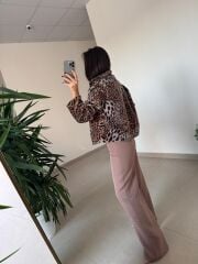 Np Leopar Tay Tüyü Ceket