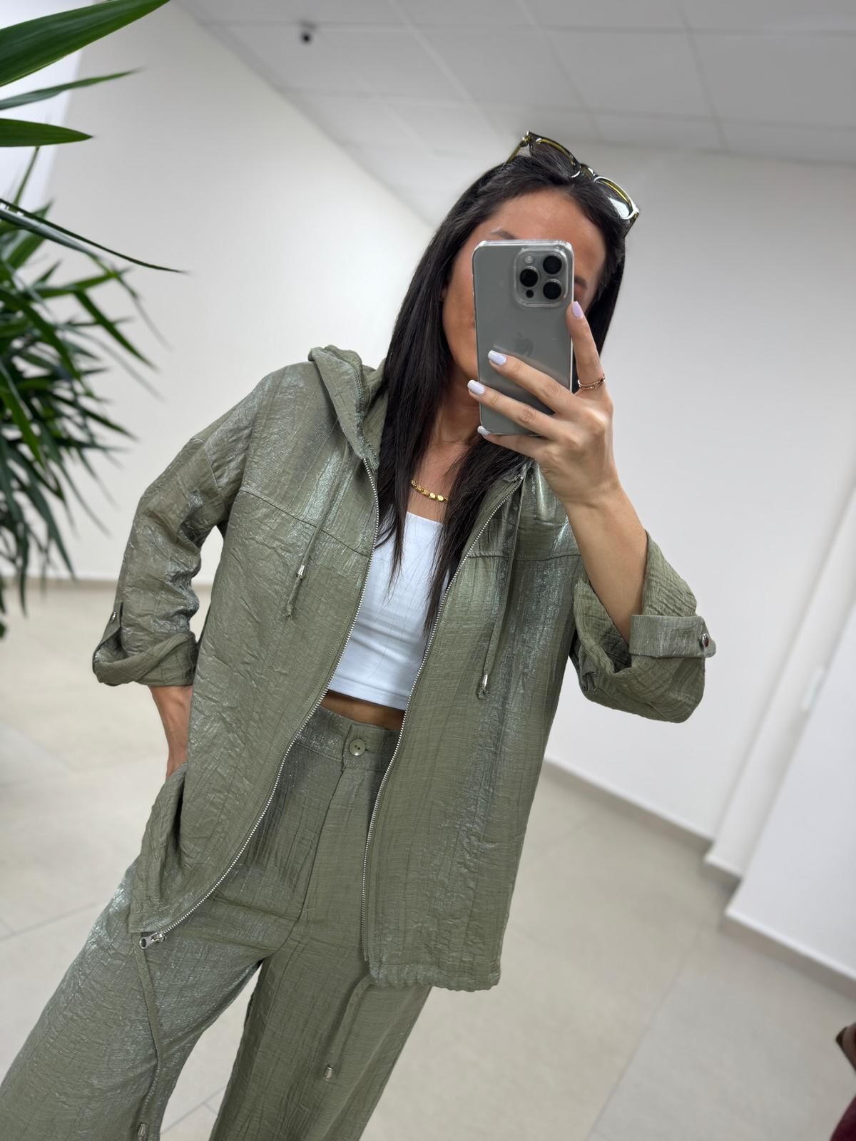 Art 4010 İthal Kumaş Kapüşonlu Yeşil Takım