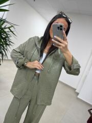 Art 4010 İthal Kumaş Kapüşonlu Yeşil Takım