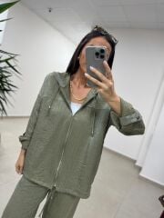 Art 4010 İthal Kumaş Kapüşonlu Yeşil Takım