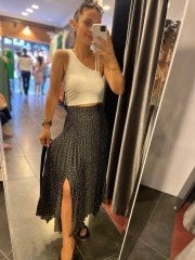 slit satin skirt