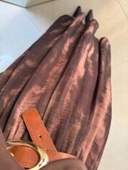 Mz 22830 A Kahve Yeşil Geçişli Asimetrik Bluzlu Elbise