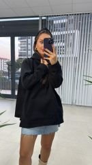 Dr Tasarım Kapüşonlu Siyah Sweat