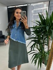 Dr 2452 Kot Montlu Haki Sweat Elbise