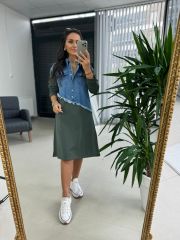 Dr 2452 Kot Montlu Haki Sweat Elbise