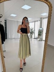 Kd 8822 Haki Nervürlü  Etekli Premium Tasarım Takım