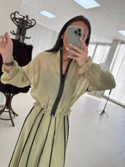 Kd 8822 Haki Nervürlü  Etekli Premium Tasarım Takım