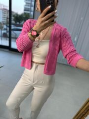 Orj Brand Pink Openwork Cardigan