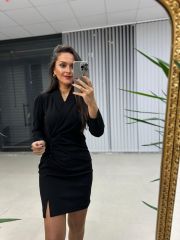 Mc Şal Yaka Siyah Elbise