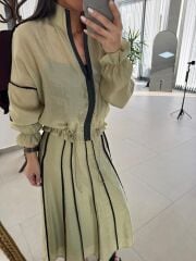 Kd 8822 Haki Nervürlü  Etekli Premium Tasarım Takım