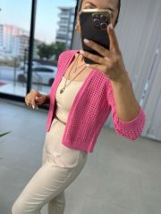 Orj Brand Pink Openwork Cardigan