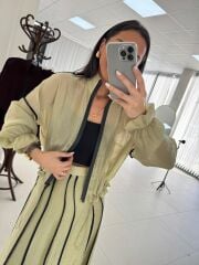 Kd 8822 Haki Nervürlü  Etekli Premium Tasarım Takım