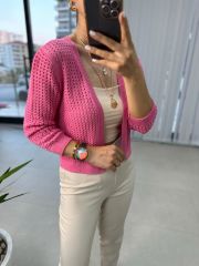 Orj Brand Pink Openwork Cardigan