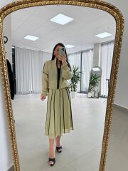 Kd 8822 Haki Nervürlü  Etekli Premium Tasarım Takım