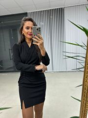 Mc Şal Yaka Siyah Elbise