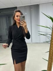 Mc Şal Yaka Siyah Elbise