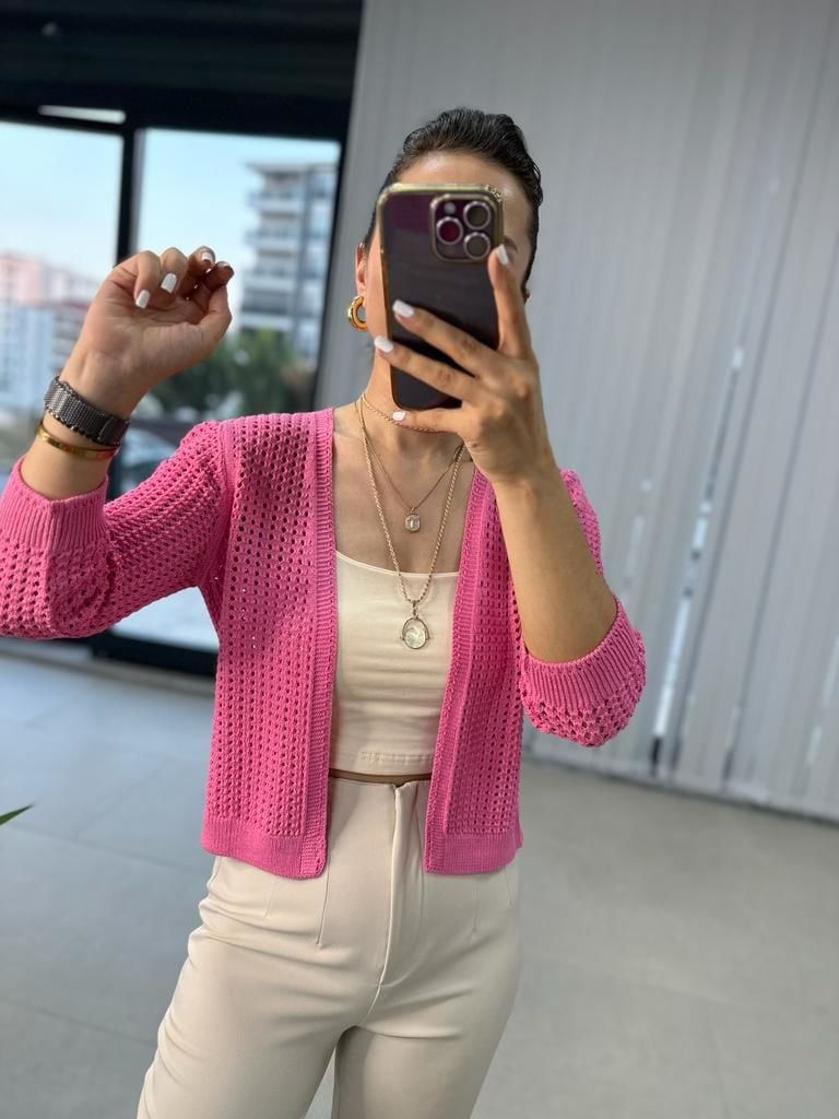 Orj Brand Pink Openwork Cardigan