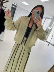 Kd 8822 Haki Nervürlü  Etekli Premium Tasarım Takım