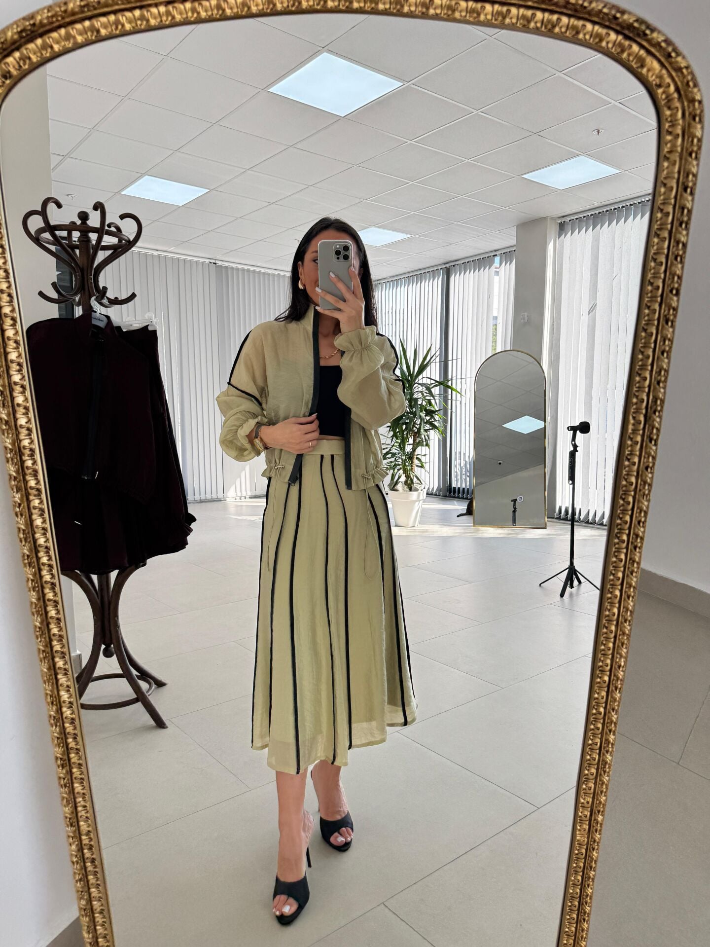 Kd 7841 Haki Nervürlü  Etekli Premium Tasarım Takım