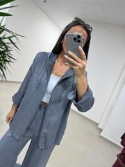 Art 4010 İthal Kumaş Kapüşonlu Gri Takım