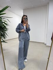 Art 4010 İthal Kumaş Kapüşonlu Gri Takım