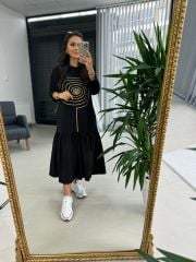 Dr 3064 Tasarım Gold Halka Geçişli Sweat Elbise