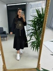 Dr 3064 Tasarım Gold Halka Geçişli Sweat Elbise