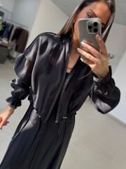 Kd 8822 Siyah Nervürlü  Etekli Premium Tasarım Takım