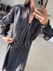 Kd 8822 Siyah Nervürlü  Etekli Premium Tasarım Takım