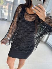 Bb 29855 Siyah Sim Geçişli File Bluz