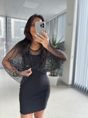 Bb 29855 Siyah Sim Geçişli File Bluz