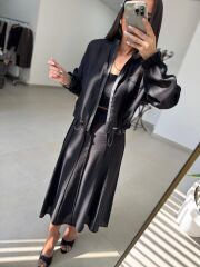 Kd 8822 Siyah Nervürlü  Etekli Premium Tasarım Takım