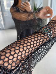 Bb 29855 Siyah Sim Geçişli File Bluz