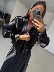 Kd 8822 Siyah Nervürlü  Etekli Premium Tasarım Takım