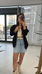 Dr 2471 Kapüşonlu Siyah Fermuarlı Sweat