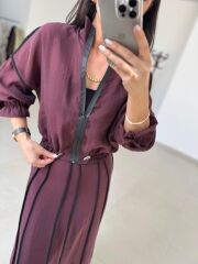 Kd 8822 Mürdüm Nervürlü  Etekli Premium Tasarım Takım