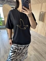 Altın Kuşlu  Beyaz Tshırt