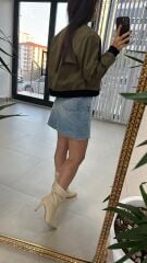 Bomber-Khaki-Mantel mit Vordertasche